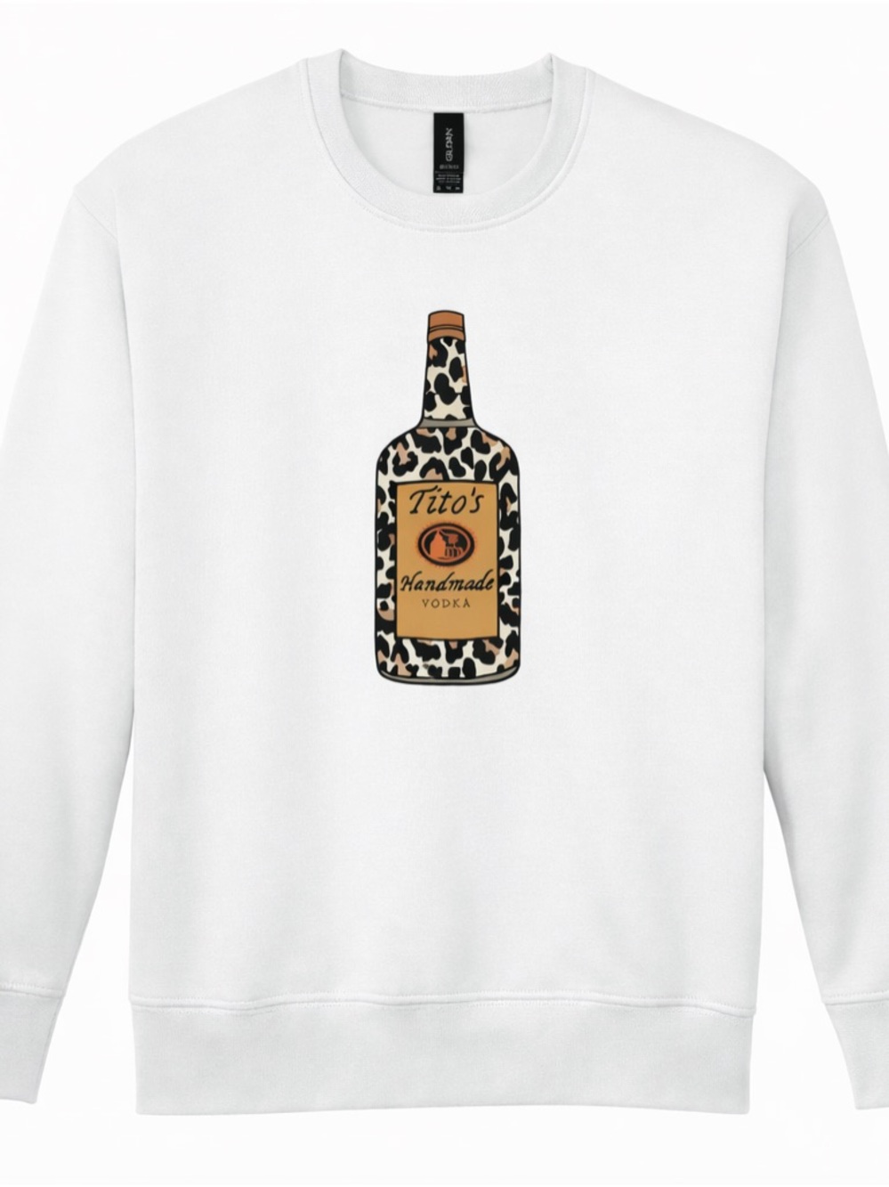 Leopard Bottle Graphic Crewneck Sweatshirt Trendy Aesthetic Cozy Casual Style‎